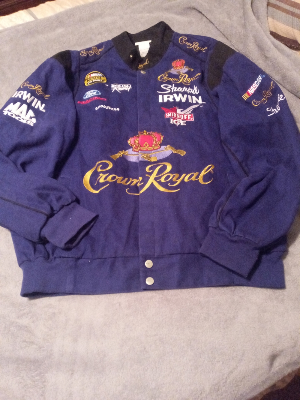 Crown Royal Embroidered Racing Jacket in Deep Purple with Gold Accents
